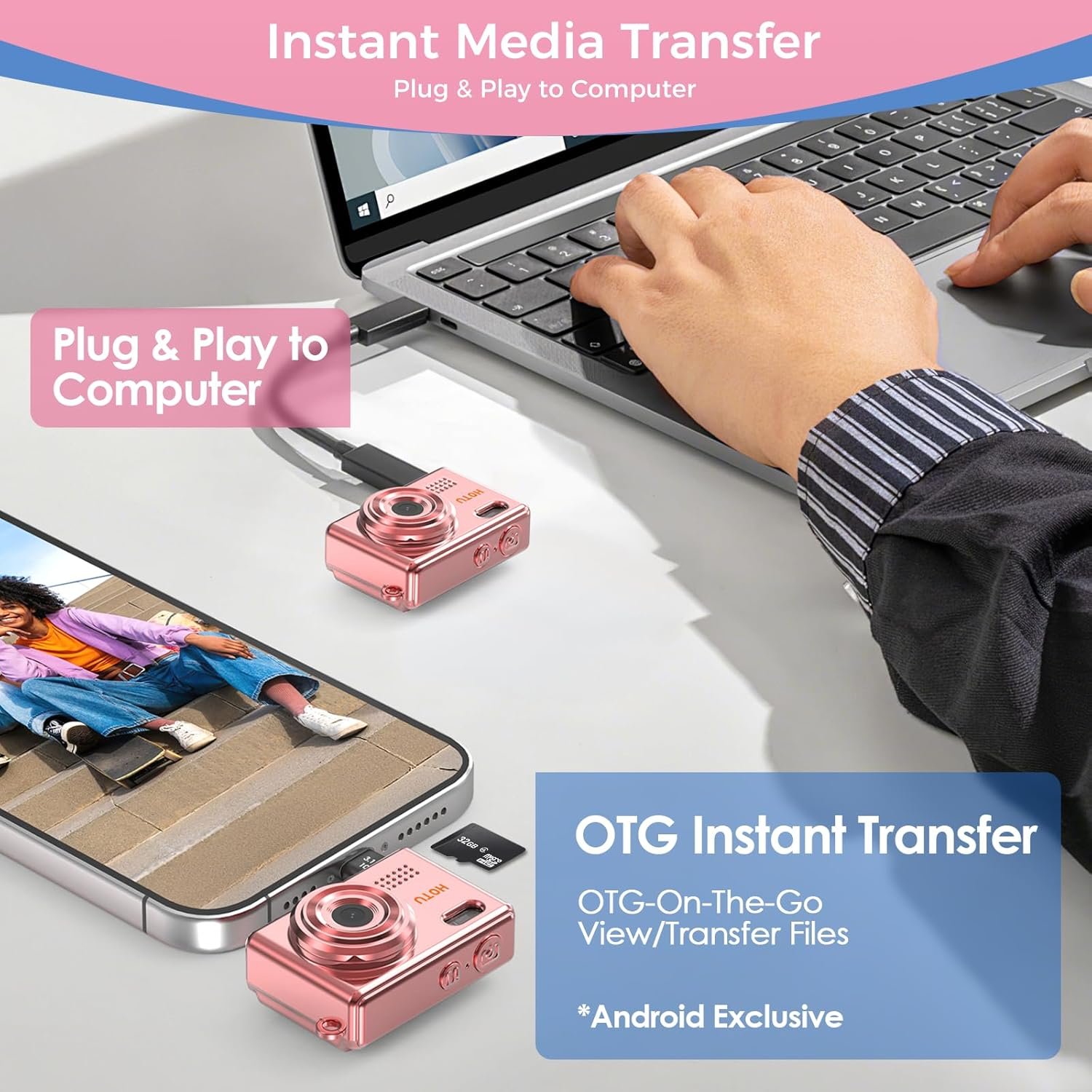 HOTU Mini Keychain Digital Camera with 32G Card, Y2K Pocket-Size Camera 1080P HD – 1MP Lens, Flash & 0.96" Screen ,Target retro digital camera,Vlog Camera for Travel, Concerts, Kids & Instant Party. - Image 7