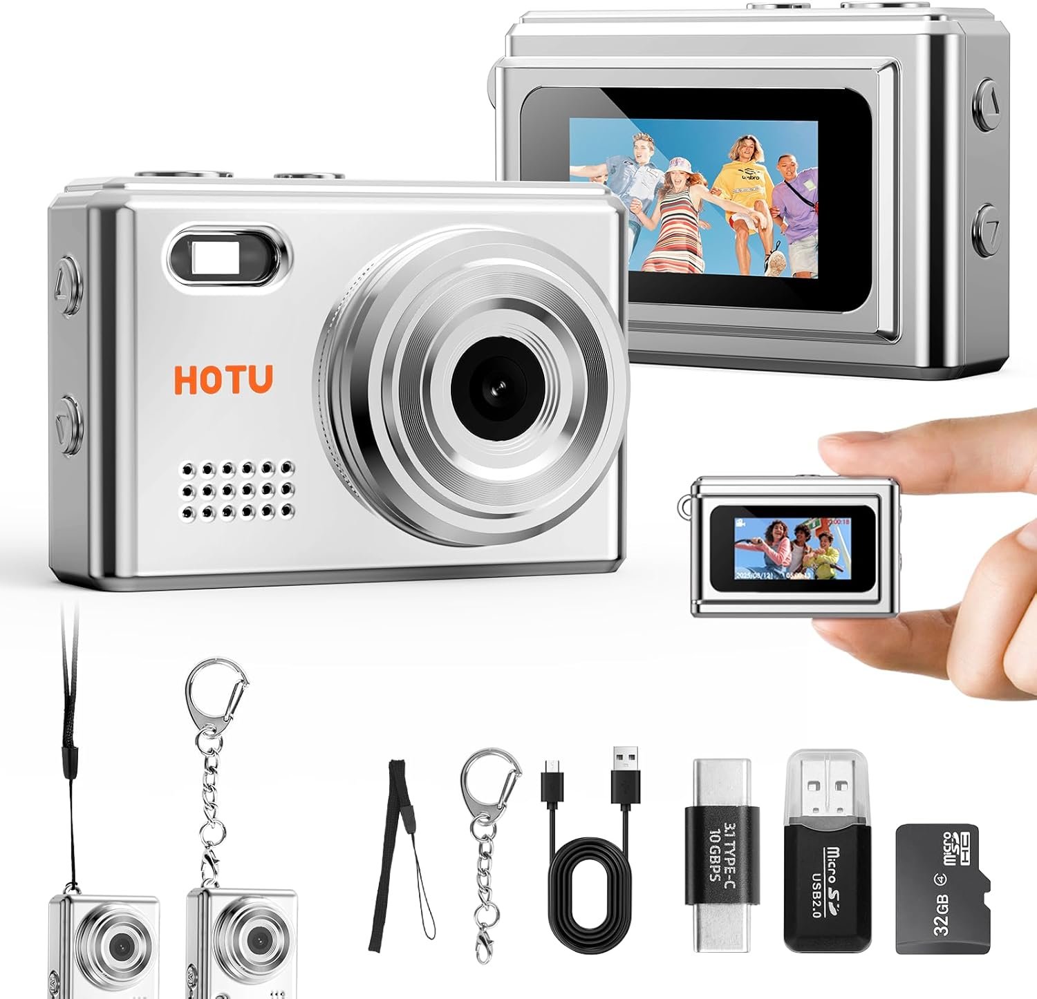 HOTU Mini Keychain Digital Camera with 32G Card, Y2K Pocket-Size Camera 1080P HD – 1MP Lens, Flash & 0.96" Screen ,Target retro digital camera,Vlog Camera for Travel, Concerts, Kids & Instant Party. - Image 9