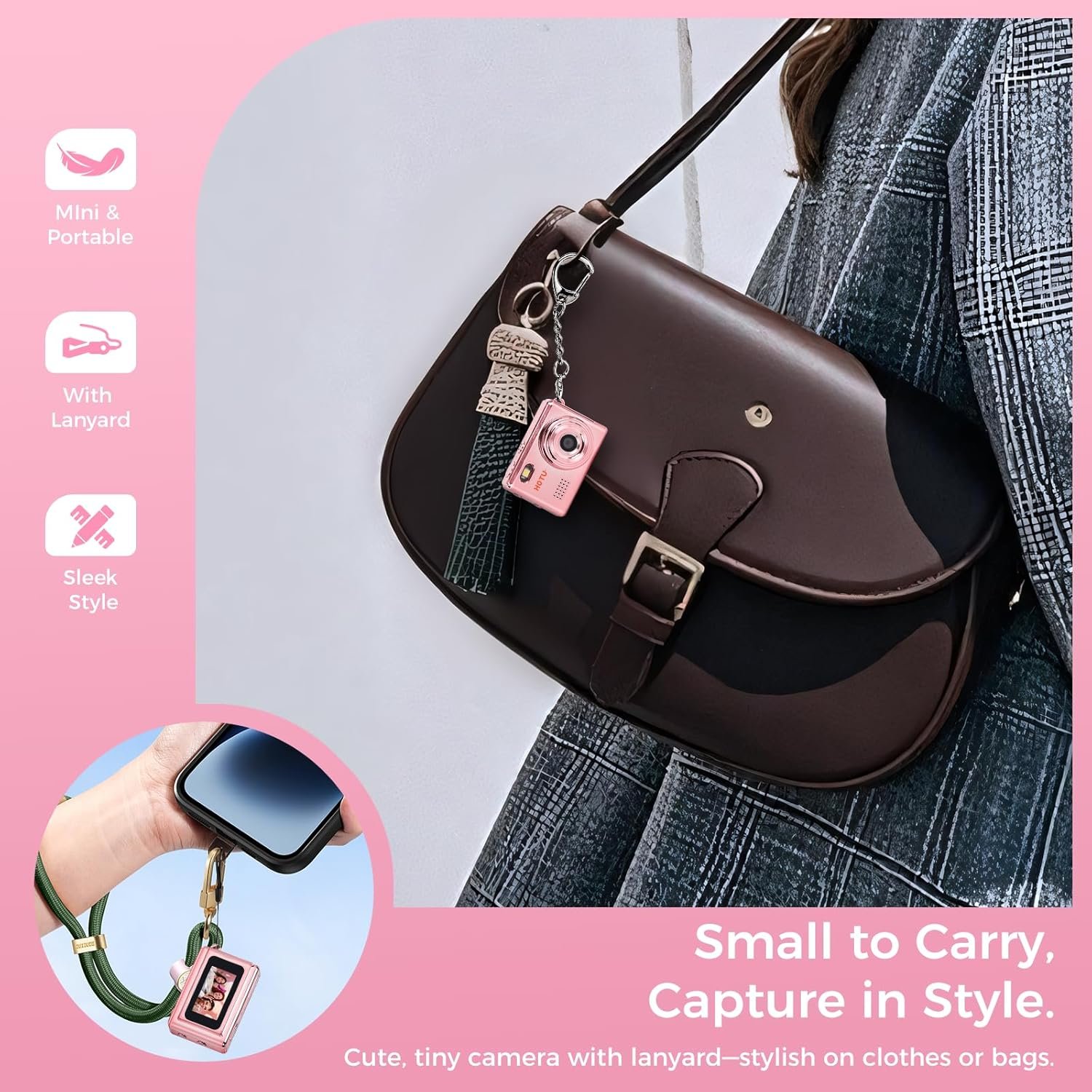 HOTU Mini Keychain Digital Camera with 32G Card, Y2K Pocket-Size Camera 1080P HD – 1MP Lens, Flash & 0.96" Screen ,Target retro digital camera,Vlog Camera for Travel, Concerts, Kids & Instant Party. - Image 5