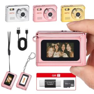HOTU Mini Keychain Digital Camera with 32G Card, Y2K Pocket-Size Camera 1080P HD – 1MP Lens, Flash & 0.96" Screen ,Target retro digital camera,Vlog Camera for Travel, Concerts, Kids & Instant Party.