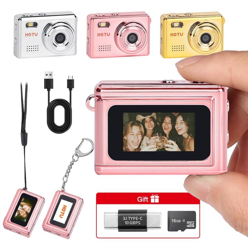 HOTU Mini Keychain Digital Camera with 32G Card, Y2K Pocket-Size Camera 1080P HD – 1MP Lens, Flash & 0.96" Screen ,Target retro digital camera,Vlog Camera for Travel, Concerts, Kids & Instant Party.