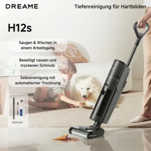 dreame H12s Nass Trockenstaubsauger, intelligente Bodenreinigung, kabelloser Staubsauger und Wischer für Hartböden, Kantenreinigung mit Schmutzerkennung